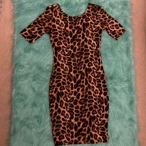 Stretchy leopard print dress. Ankle length.